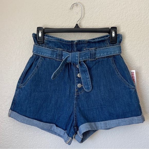 Wax Jean Pants - BIN#25 - WAX JEAN Paperbag High Waisted Jean Shorts